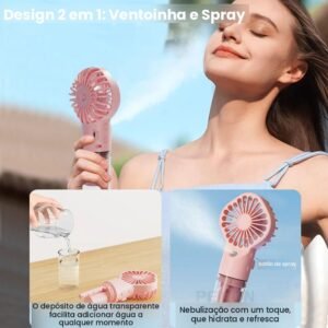 mini ventilador portátil de mão com umidificador